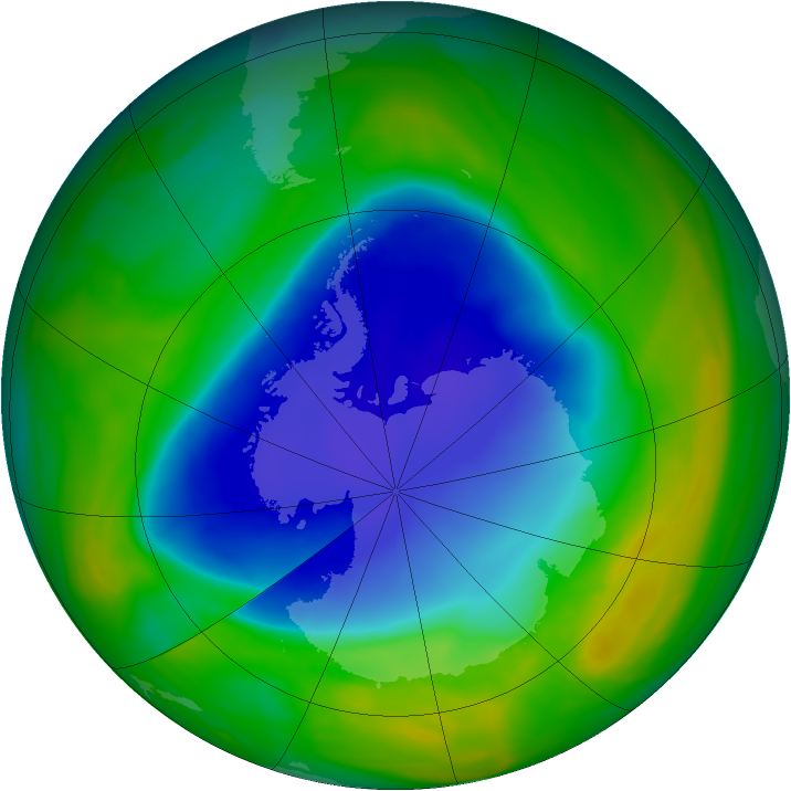 Antarctic ozone map for 19 November 2007